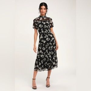 Lulus Floral Dressed Up Midi Dress